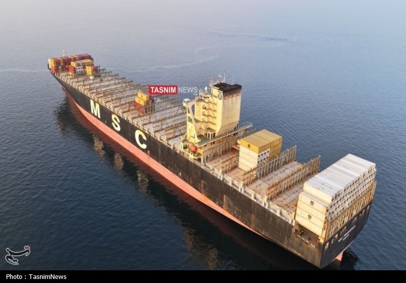 تصاویر اختصاصی تسنیم از توقیف کشتی کانتینری MSC اسرائیلی خلیج فارس , جنگ آمریکا و رژیم صهیونیستی علیه ایران ,
